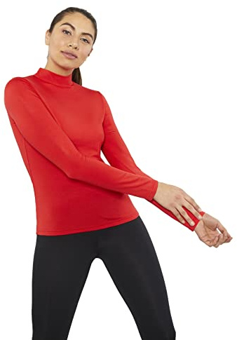 tex leaves Camiseta Interior Térmica para Mujer - Cuello Alto - Colores a Elegir (Rojo, S)