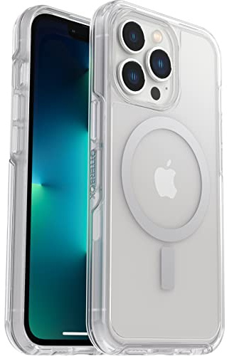 OtterBox Symmetry+ transparente Hülle für iPhone 13 Pro für MagSafe, stoßfest, sturzsicher, schützende Hülle, 3X antimikrobieller Schutz, Transparent