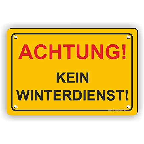 Fassbender-Druck SCHILDER - ACHTUNG KEIN WINTERDIENST Schild mit Bohrlöchern - vorgebohrtes Schild zum Markieren einer Gefahrenzone Privatweg/Begehen & Befahren auf eig. Gefahr (10x15cm Schild)