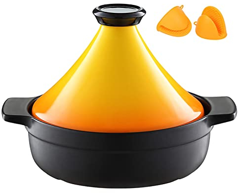 YLWX Tajine Schmortopf Marokkanische, Tajine Schmortopf, Handgefertigter Bratentopf, Ganz Natürlicher Terrakotta-topf (Color : Gelb)