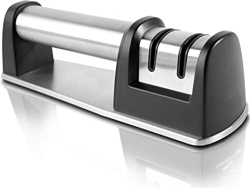 Affilalame, Affilacoltelli manuali, Affilacoltelli manuali, Affilacoltelli for coltelli dritti e seghettati, Sistema di ruote diamantate a 2 stadi, Affilacoltelli da cucina Strumento for affilare i co