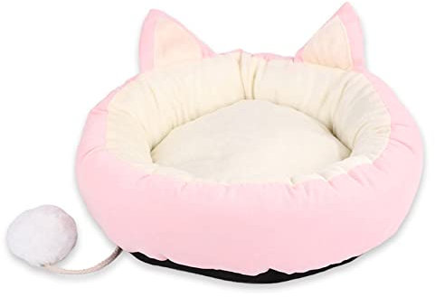 Koomuao Katzenbett flauschig,Flauschige Katzenbett mit weichem Innenkissen (waschbar) Katzenhaus Tierbett für Kleine und Mittelgroße Hunde Katzen (M, Rosa)
