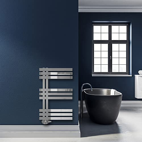 SHV Badheizkörper Abell mit Seitenanschluss in Chrom glänzend - 500 x 800 mm | Heizkörper für Badezimmer, Handtuchhalter für Wand im Bad, Handtuchheizkörper, hochwertiger Handtuchtrockner