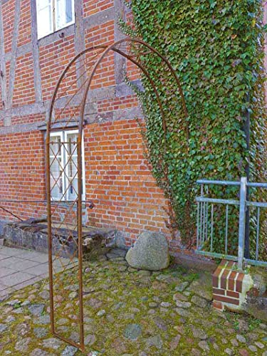 KUHEIGA Wandrosenbogen Metall B: 200cm / H:250cm, Rankbogen Rost, Metall-Bogen, Halbbogen