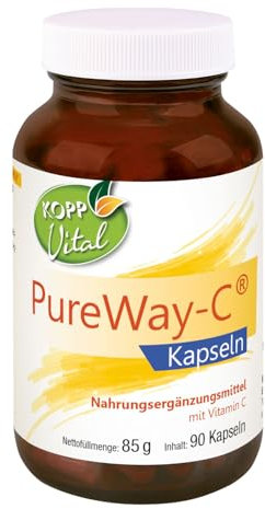 KOPP Vital® PureWay-C® 90 Kapseln | 85 g | Vitamin C | hochdosiert | ohne Gentechnik | Fettsäuren | länger im Körper