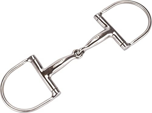 Equinate D-Ring Trense Edelstahl 16mm einfach gebrochen 12,5cm - Anatomisch geformtes maulfreundliches Gebiss mit sanfter Einwirkung - Lasergravierte Größenangabe