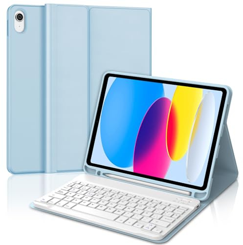 Teclado para iPad A16 11 Generación 2025/10 Generación 2022 (11/10.9) | Funda Keyboard Bluetooth Magnético, QWERTY Español Ñ, Capa Desmontable con portalápices para iPad 11/10 Gen, Azul claro