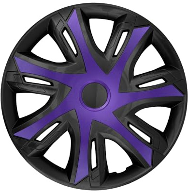 Luckyberg Radkappen 15 Zoll N-Power | Zierkappen in vielen Farben, Radzierblenden 4er-Set für die meisten Automarken und Stahlfelgen. Felgenabdeckung für Autofelgen. (15 - LILA/SCHWARZ)