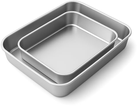 hausleben Edelstahl Backformen, Auflaufformen | Back- und Auflaufformen Set - Perfekt für Aufläufe, Kuchen und mehr (Edelstahl, Rechteckige Backform)