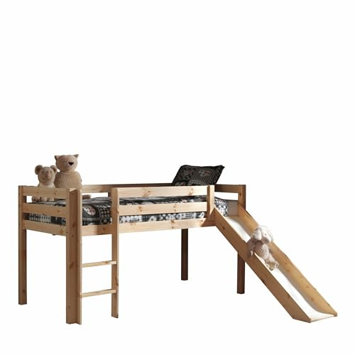 möbelando Spielbett >Pino< in Kiefer massiv Natur lackiert - 210x114x218 (BxHxT)