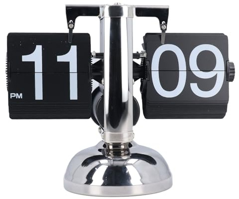 Retro Flip Desk Clock, Vintage Flip Down Clock Battery Powered Mechanical Desk Clock for Home and Office Decor (Black)