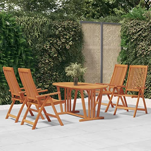 ShCuShan Klappbare Gartenstühle 4 STK. Stuhl Klappbar Outdoor Gartenstuhl Klappbar Outdoor BalkonstüHle Gartensessel Wetterfest Massivholz Eukalyptus