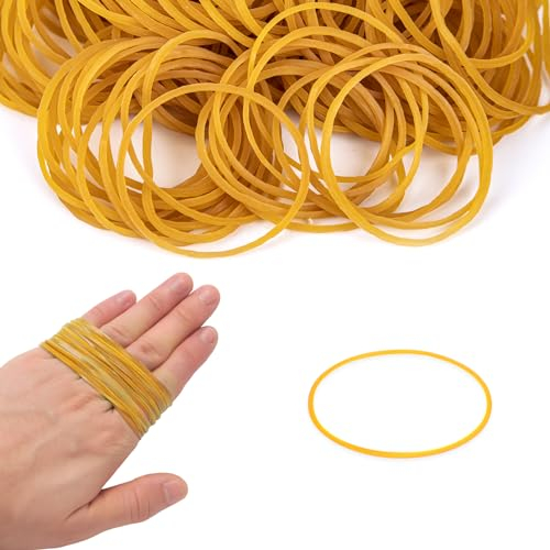 Xingrun Yellow Rubber Elastic Bands 400Pcs Thick Natural Rubber Bands Heavy Duty Strong Elastic Bands for Tie Dye, Hair, Pens, Crab, Catapults, Bills, Bank Paper, Office Supplies (38mm)