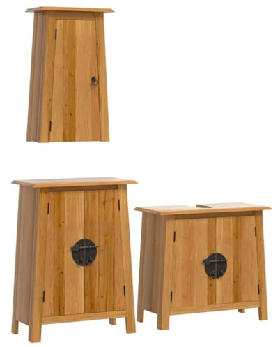 vidaXL Set Mobili da Bagno 3 pz in Legno Massello di Pino