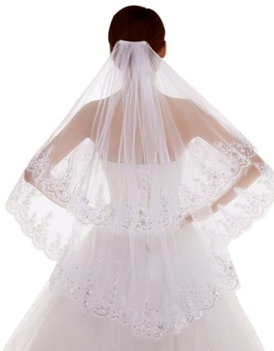 Whakano Braut Brautschleier,Schleier Elegante Braut Tüll mit Kamm,Hochzeit Brautschleier,Hochzeitsschleier aus Tüll,Hochzeit Zubehör Schleier für Hochzeit Junggesellinnenabschied Party,Elfenbein