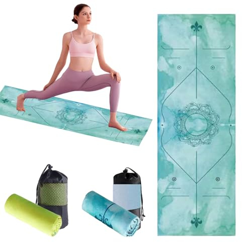 Oaygat Yoga Towel Non Slip Hot Yoga Towel Sweat Absorbent Yogas Mat Towel 24 x72 Hot Yoga Mat Blanket Fitness Mats Towel Cloth Gym Towels Travel Exercise Mat Towels with Mesh Carrying Bag