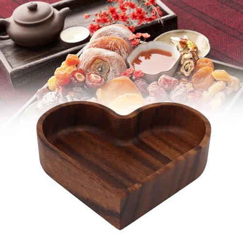 lvifloae Plato de fruta de madera Plato de queso en forma de corazón Textura suave Plato de cena elegante Dim Sum de madera Adecuado para cocina Comedor Bandeja de vajilla (Heart Shaped)