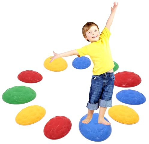 11 Sensory Balance Stones Toddler,Balance Board,Outdoor Play Equipment for Children Garden,Balance Toys Kit,Indoor Obstacle Course Games for Exercise,Gifts for Boys and Girls