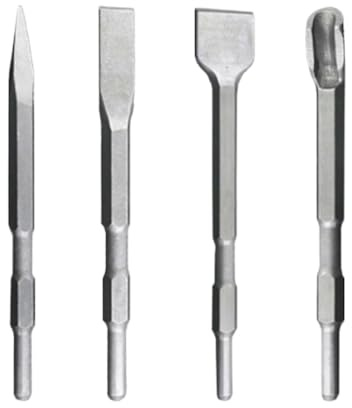 Lot de 4 burins à marteau électrique à tige hexagonale de 17 mm x 280 mm pour perçage de béton/brique/mur/carrelage