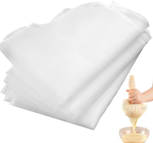 10 Pcs Muslin Cloths for Cooking, Cheese Cloth Ultra Fine, Nylon Fabric Strainer Cloth Grade 100, Lint-Free Cheesecloth Soft Reusable, Muslin Cloths for Cheese Making Nut Milk Juice (50x50cm)