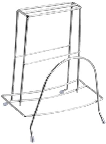 OKUMEYR Cutting Board Organizer and Pot Lid Storage Rack Stainless Steel Holder for Kitchen Cabinet under Cabinet Storage Medium Size Wire Stand for Home Kitchen