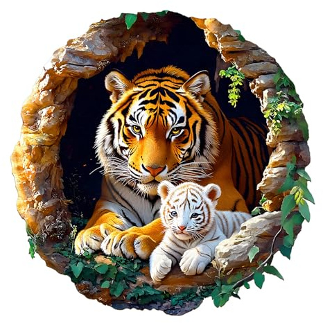 KAAYEE Puzzle en Bois 3D Famille de Tigres - Puzzle Adulte avec Boîte-Cadeau