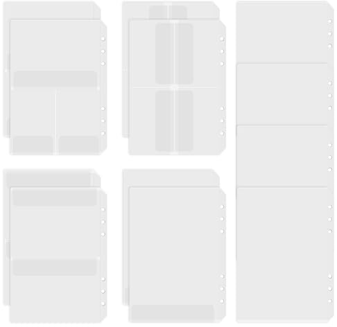 Yuanchu Fundas coleccionables, tamaño A5, transparentes, 6 agujeros, 12 unidades, 5 estilos, carpeta A5, PVC, a prueba de polvo, hojas sueltas, impermeable, planificador presupuestario, documentos