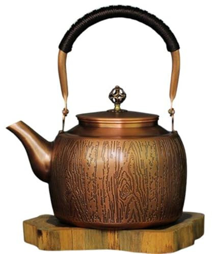 Handmade Solid Copper Kettle Copper Teapot for Stovetop 2L Teakettle Sturdy Vintage Tea Kettle with Non Slip Handle, Coffee Pots for Gas/Electric Stoves E