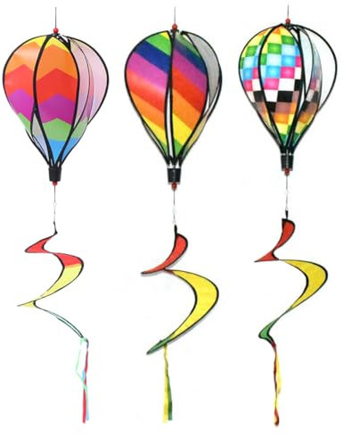 POPETPOP 3pièces Montgolfières Suspendues Décoratives Moulin à Vent pour Jardin Extérieur Décoration Suspendue