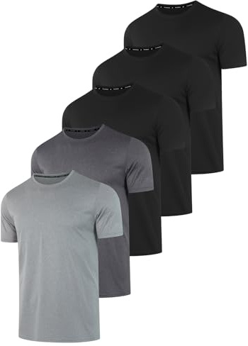 5 Pack Tee Shirt Homme UPF 50+ Anti UV Sport Tshirt Manches Courtes Séchage Rapide Respirant T Shirt Sport Fitness Gym T-Shirt (BKBKBKDGLG M)