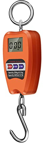 Quystetes Mini báscula de grúa digital industrial para colgar de 200 kg, báscula de gancho resistente para colgar, color naranja