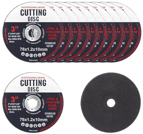 Lot de 12 disques de coupe pour meuleuse d'angle - 76 mm - Disques de coupe pour meuleuse d'angle pour métal, meuleuse et bois