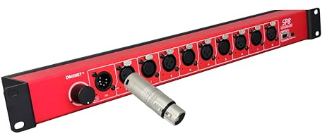 DMXNET 8-Port Opto-Isolated DMX Splitter/Amplifier/Isolator, LED Indicator, XLR-(3/5 PIN) USB Adjustable Work Light, DMX View Function, Bulit-in Termination,19 Inch Rack Mountable