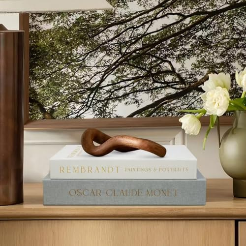 Mofail Lot de 2 livres décoratifs en lin pour décoration d'intérieur, livres de décoration esthétiques, faux livres pour bibliothèque, boîte de rangement souvenirs (sauge et beige)