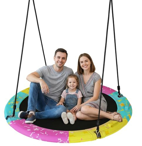 Tree Swing, 43'' | 48'' Saucer Swing for Kids and Adults, ASTM Approved Swing Sets with Tree Hang Kit, 900lbs Weight Capacity, Backyard Or Playground, Waterproof and UV-Resistant Mat