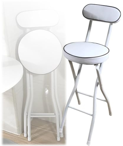 Sgabello da bar pieghevole portatile, alto e rotondo, imbottito, per adulti, ideale per cucina, negozio all'aperto, bar, altezza seduta 65 cm, leggero