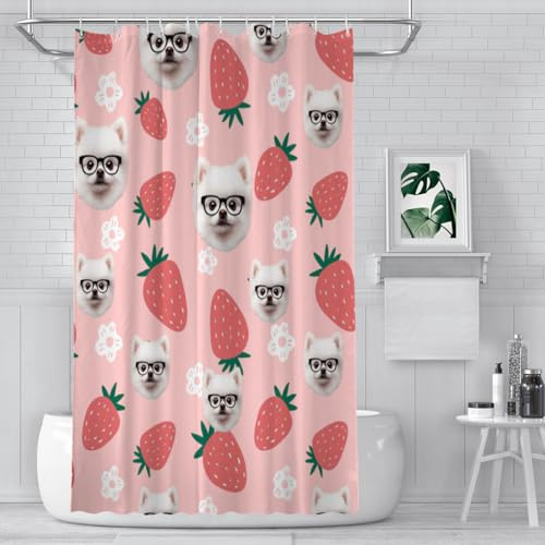 MOSGDBV Personalisiert Badevorhang Mit Bild Text Namen Selbst Gestalten Lustiger Shower Curtain, Waschbarer & Wasserdichter Duschvorhang, Personalisierte Duschvorhang Shower Curtains Mit 12 Haken