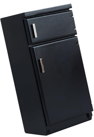 BABIBAOBEI 1. Réfrigérateur en bois noir à l'échelle 1/12 pour maisons de poupées, cuisine avec portes fonctionnelles et construction sans danger pour les enfants, réfrigérateur noir accessoires de