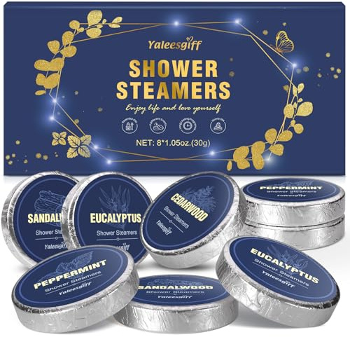 Yaleesgiff Birthday Gifts for Men Shower Steamers Aromatherapy 8P | Muscle Recovery & Stress Relief Natural Essential Oils SPA Shower Gifts for Travel, Birthday, Christmas, Stocking Fillers