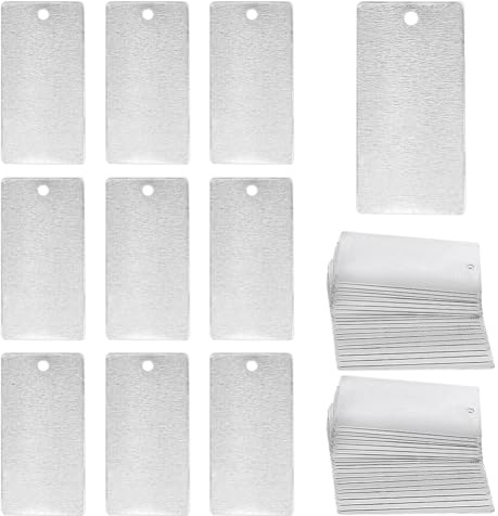 PH PandaHall 40 pezzi vuoti in metallo per incisione, 3 x 6 cm, etichette rettangolari per piante, etichette per alberi in alluminio, per San Valentino, creazione di gioielli per animali domestici