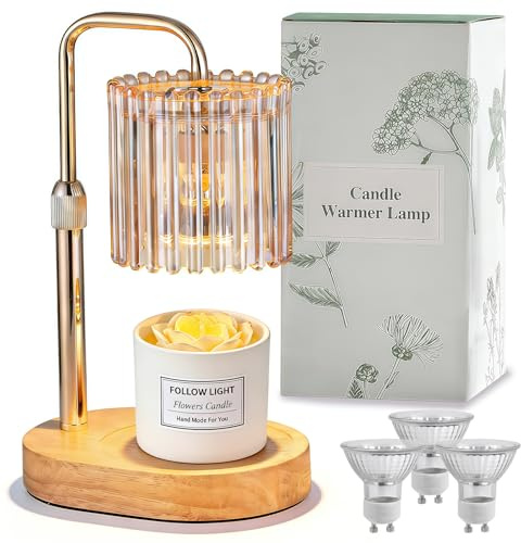 Candle Warmer Lamp with Timer, with2 Bulbs Height Adjustable Candle lamp | Electric Candle Warmer, Mum Birthday Gifts, for Jar Candles, New Home Bedroom Modern Decor,Christmas & Anniversary