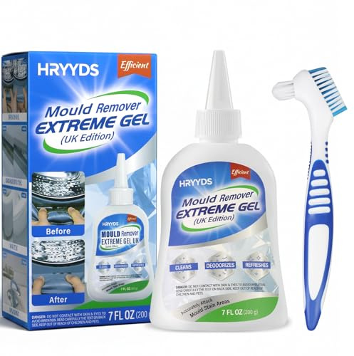 Mould Remover Gel, Black Mould Cleaner for Bathroom Shower Tiles and Washing Machine Seal, Deep Cleaning Gel for Mould Stains, Fast Acting Mold Remover, 7oz