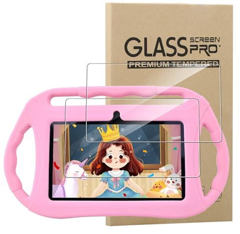 [2 Pack]Screen Protector for Veidoo 7 inch Android Kids Tablet/Veidoo V88 Tempered Glass,Ultra Resistant,Anti Fingerprints,HD Clear,No Bubbles,9H Hardness Protector Film Tempered Glass,Transparent