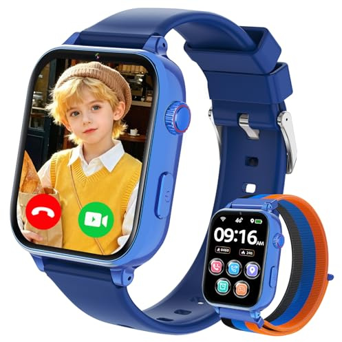 4G Smartwatch Bambini GPS, Orologio Smartwatch per Bambino Bambina Telefono | Videochiamata Chat Vocale Contapassi Camera Modalità Classe, Smart Watch Ragazza e Ragazzo 4-12 Anni Blu