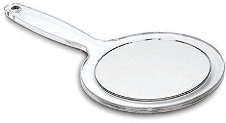 Clear Acrylic Handheld Double Sided Mirror with a 10X/1X Magnification 5.5 Diameter