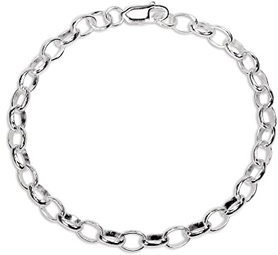 jewellerybox Sterling Silver 8 Inch Belcher Chain Charm Bracelet
