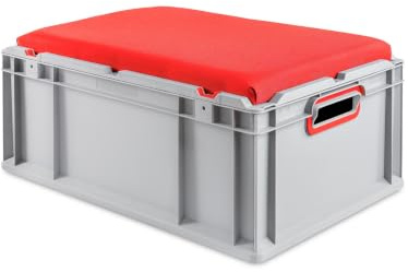 aidB Eurobox NextGen Seat Box, rot, (600x400x265 mm), Griffe offen, Sitzbox mit Stauraum und abnehmbarem Kissen, 1St.