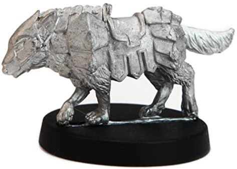 Stonehaven Wolf Miniature with Barding - 17mm Lead-Free Pewter Figure, 28mm Scale, Mount Compatible, Unpainted, Made in USA
