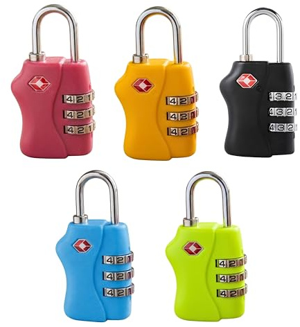 Shatchi 6195-TSA-LOCKS-ANY-2PK Gepäckschlösser, 3 Reisekoffer, Zahlenschloss in verschiedenen Farben, 2 Stück