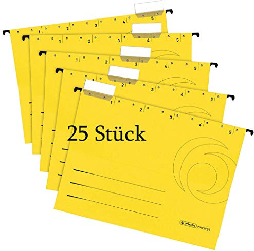 Herlitz Hängemappe A4 UniReg Kraftkarton, 230 g/qm 5x 5er Pack (Mappe) (gelb)